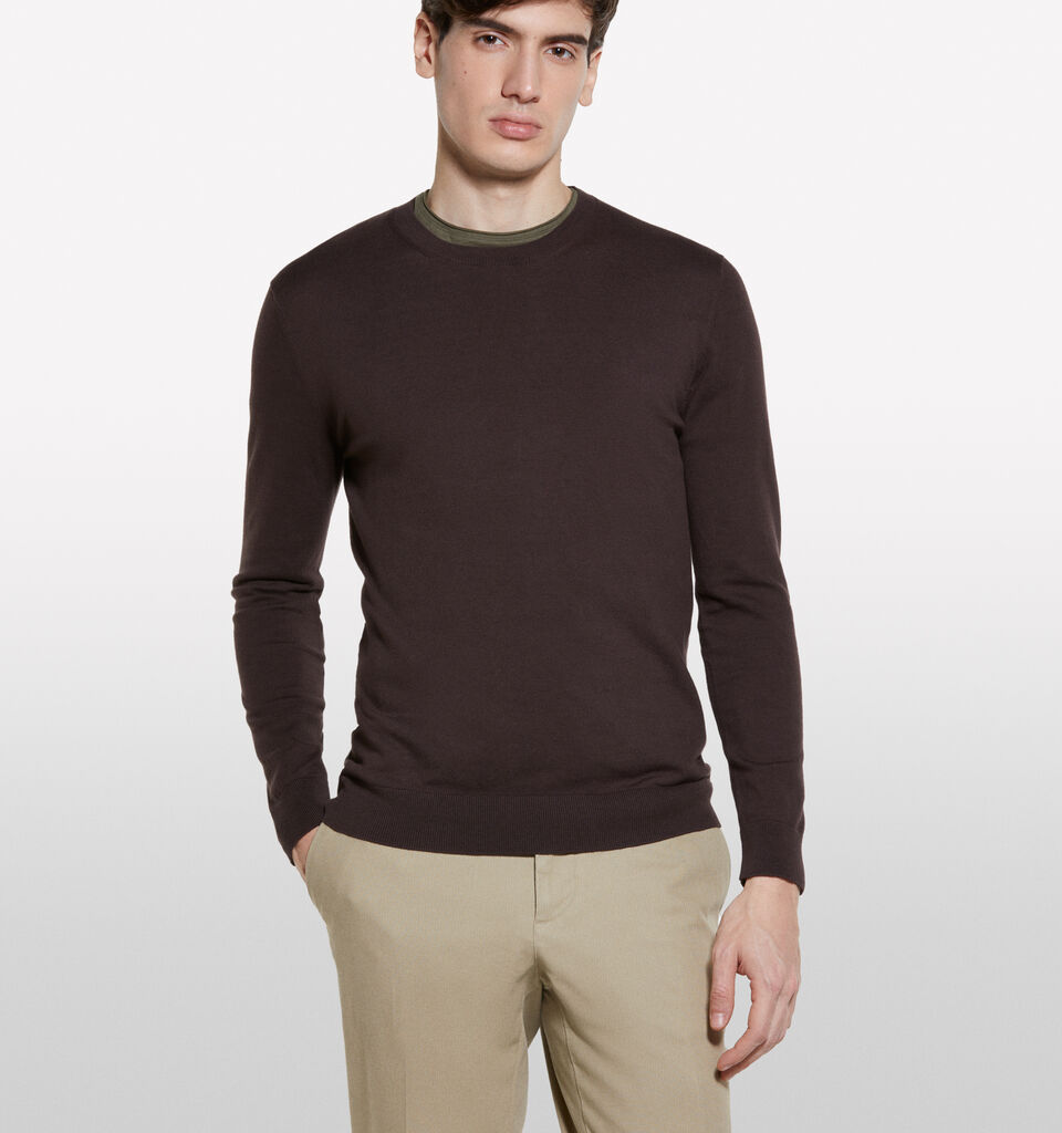 Pull coupe regular marrom escuro - camisolas gola redonda para homem - Marrom-Escuro | Sisley image number 4